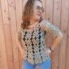 pull crochet soie ficelle face 2 laines aquareve