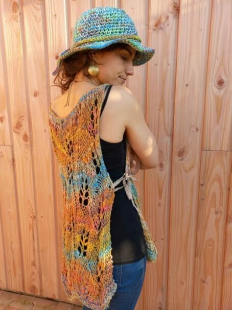 tunique dentelle orange Noro laines aquareve