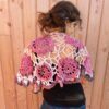 étole rose crochet filé main face laines aquareve