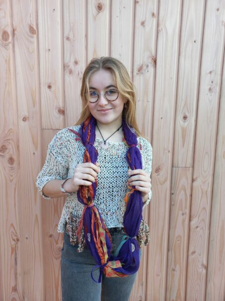 Écharpe snood en soie recyclée 43 laines aquareve