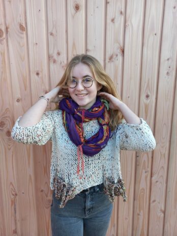 Écharpe snood en soie recyclée 43 laines aquareve