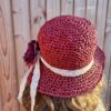 chapeau été crocheté en raphia rose laines aquareve