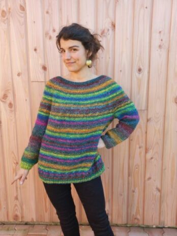 pull ray encolure ronde silk garden laines aquarêve