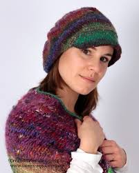 étole et casquette en cyochin noro laines aquareve