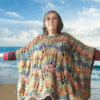 poncho porté flamme d'automne laines aquareve
