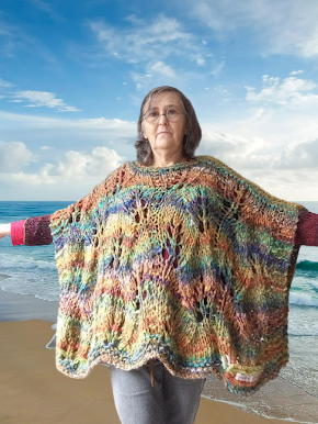 poncho porté flamme d'automne laines aquareve
