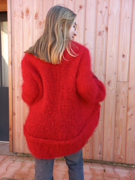 veste rouge mohair 3 laines aquarêve