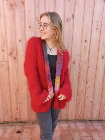 veste rouge mohair 4 laines aquarêve