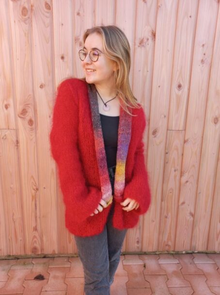 veste rouge mohair 4 laines aquarêve