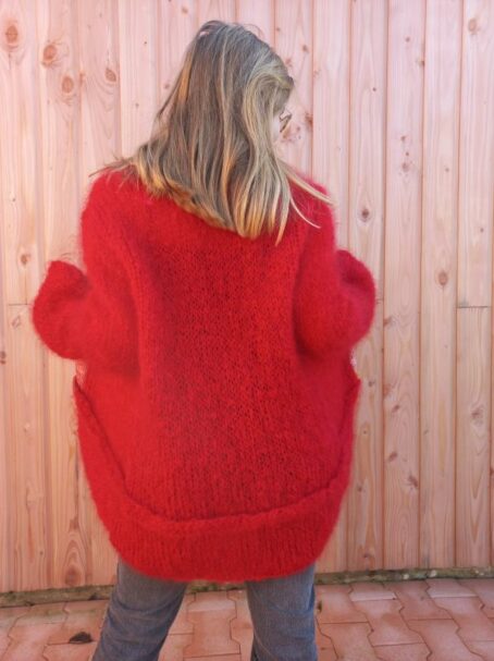 veste rouge mohair 5 laines aquarêve