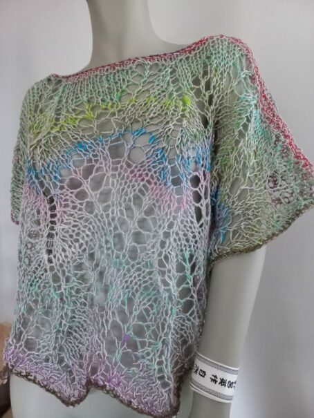 pull dentelle noro et lin laines aquareve