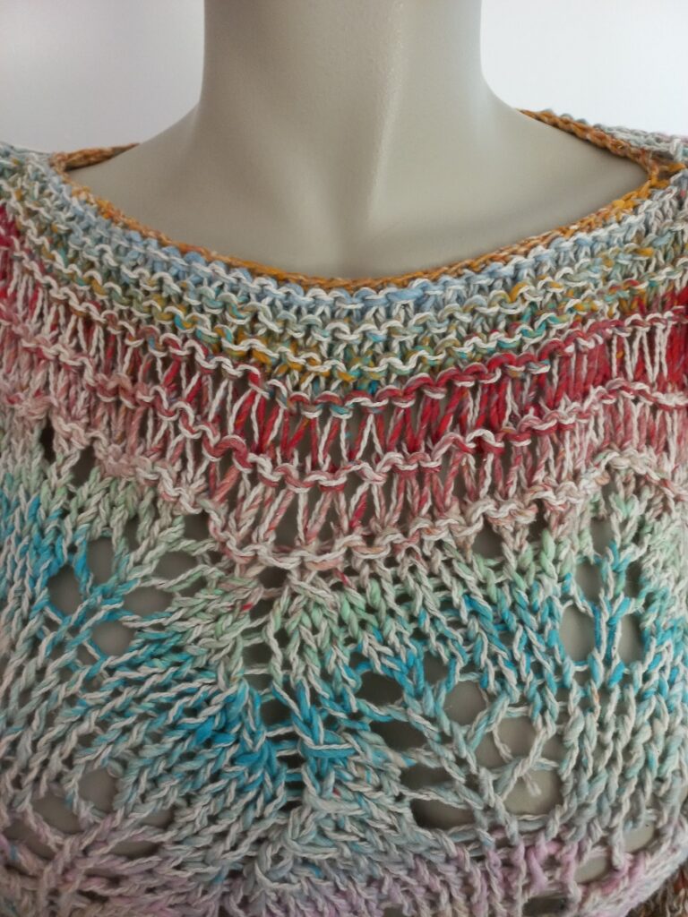 pull dentelle pour femme modèle Lagon céleste encolure laines aquareve