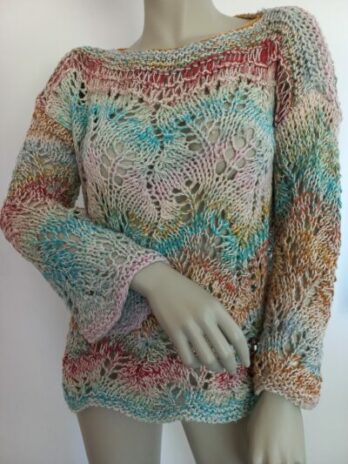 pull dentelle pour femme modèle Lagon céleste laines aquareve